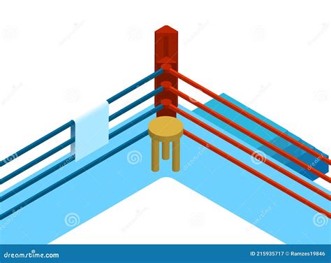 Red Corner Of Boxing Arena For Martial Arts Matches Empty Sports Ring