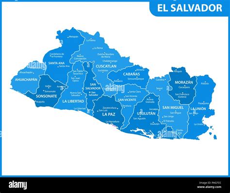 El Detallado Mapa De El Salvador Con Regiones O Estados Y Ciudades