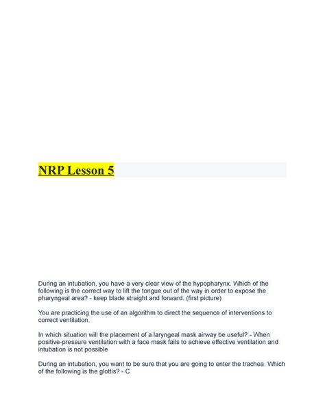 Nrp Lesson 5 Nurs Nurs350 Evidenced Based Practice Nrp Lesson 5
