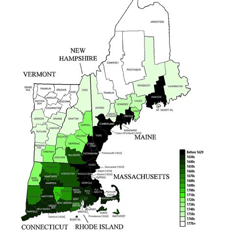 When Each County In New England Was First Maps On The Web