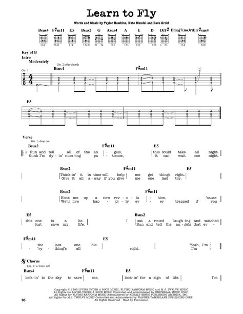 Learn To Fly By Foo Fighters Guitar Lead Sheet Guitar Instructor
