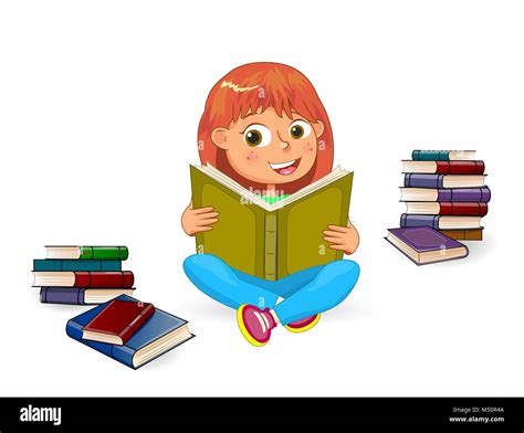 Niña Alegre Libro De Lectura Chica Con El Libro En Sus Manos Sobre Un