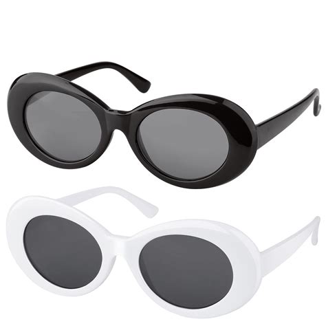 elimoons clout goggles retro oval mod thick frame uv400 sunglasses lens 2 pack blackandwhite