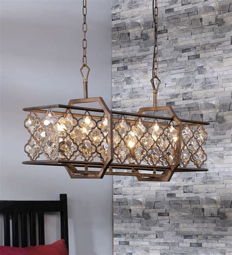 Buy Armand Rectangle Bronze Crystal 6 Lights Chandelier By Jainsons
