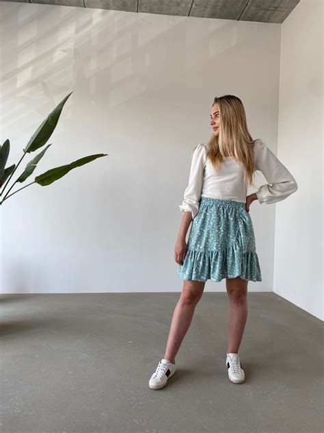 Sp Dnica Valeria Mini Skirt Summer Mint Blue Elevenstory