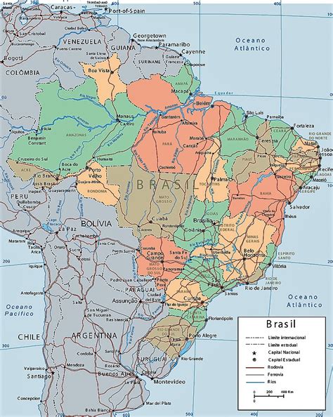 Mapa De Brasil Político Regiones Relieve Para Colorear Imágenes