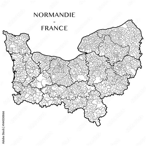 Fototapeta Detailed Map Of The Region Of Normandy Normandie France