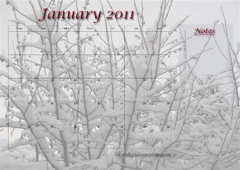 Free Calendar Page January 2011 Billies Craft Room