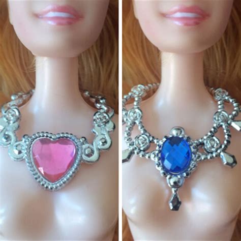 Girls Crystal Plastic Chain Necklace For Barbie Doll Party Accessories