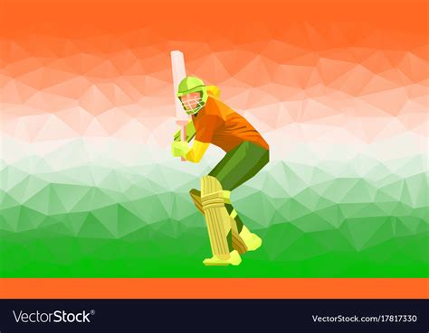 Abstract Cricket Player Polygonal Low Poly Vector Image