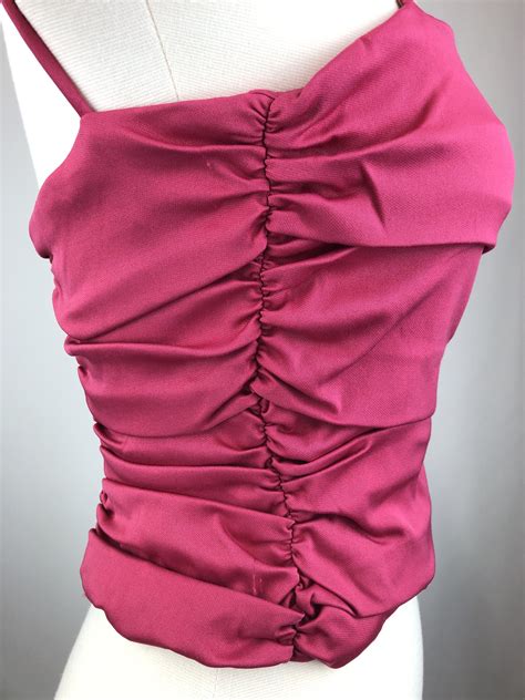 Vintage 90s Fuschia Ruched Bustier Top By Emanuel By Emanuel Ungaro