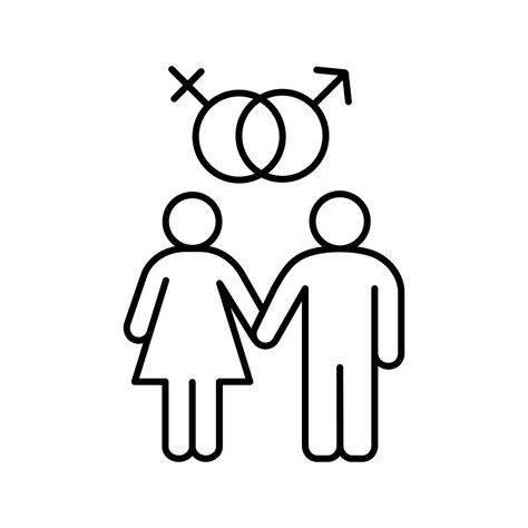 Heterosexual Couple Linear Icon Thin Line Illustration Man And Woman Mars And Venus Signs