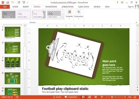 Animated Football Playbook Powerpoint Template