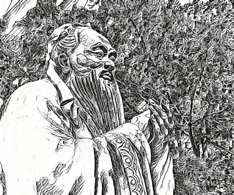 Confucius Pen And Ink Black And White Drawing By John Malone Pixels