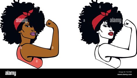 Afro Woman Rosie Girl Power Silhouette Woman Clipart Stock Vector