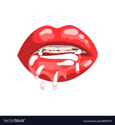 red female mouth with splashing saliva royalty free vector