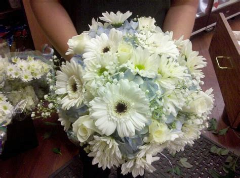 Daisy wedding bouquet gerbera bouquet | etsy. A blue hydrangea, white gerbera, rose and daisy hand- tied ...