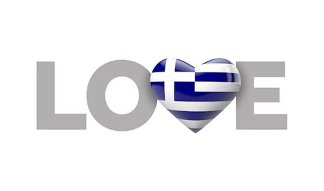 Premium Photo Love Greece Heart Shaped Flag With Love Word D Rendering