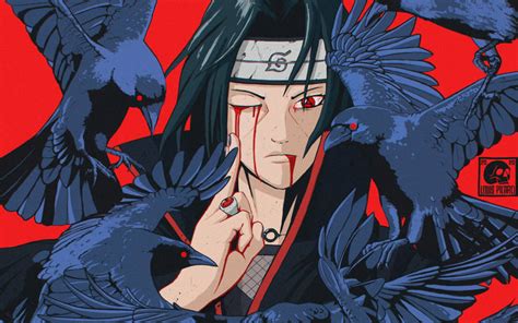 Download Itachi Battle Photo With Black Crows Wallpaper