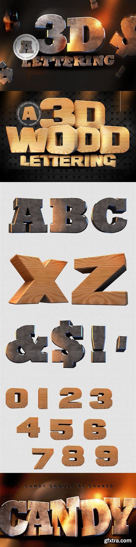 3D Lettering Pack Wooden Pack GFxtra