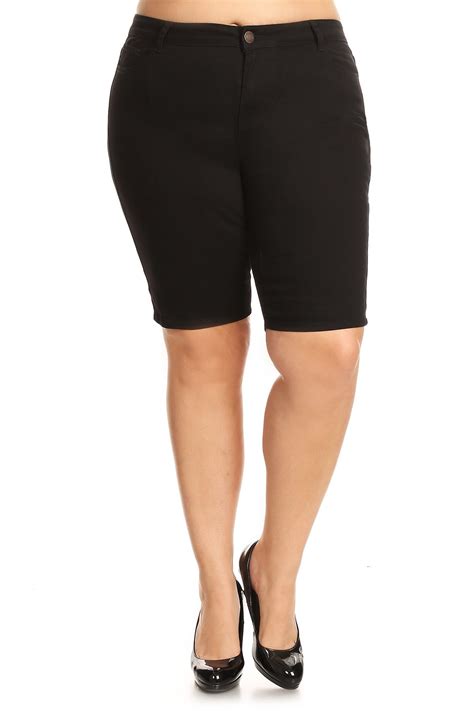 bermudas shorts cotton stretch twill finish plus size women