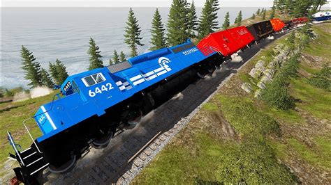 High Speed Long Train Accidents At Curved Railway Beamng Drive