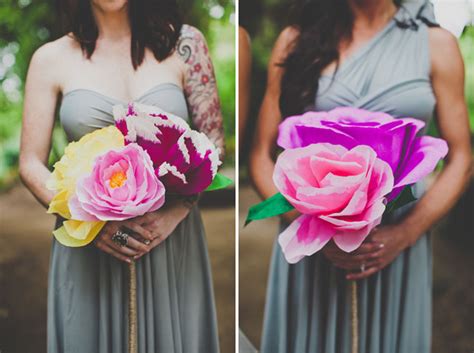 How to arrange a paper flower vintage bridal bouquet. Handmade Paper Flower Wedding: Nata + Jess | Green Wedding ...