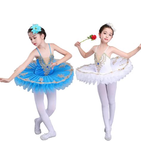 Blue Professional Ballet Tutu Girls Gymnastic Dancing Dress Child Swan