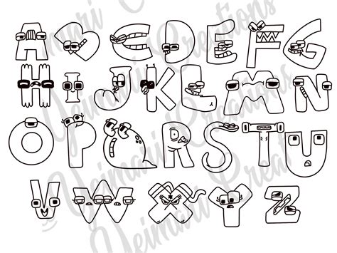 Alphabet Lore Coloring Page Alphabet Lore Outline Png File Etsy In Coloring Pages