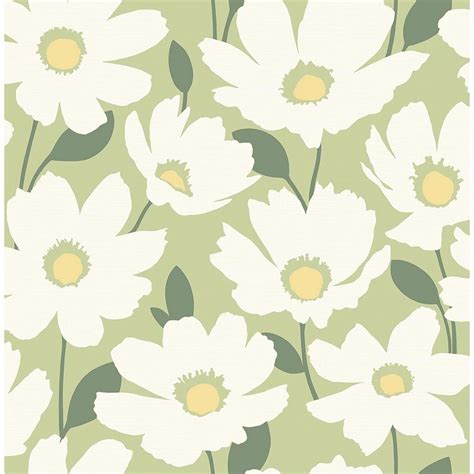 Brewster Astera Green Floral Wallpaper 564 Sq Ft Grey Floral