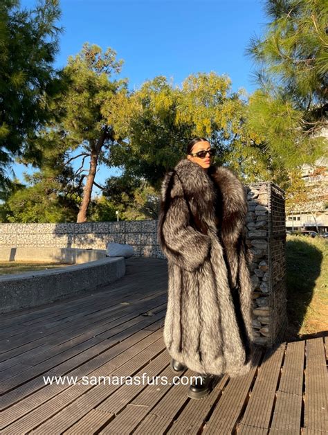 Luxury Silver Fox Fur Full Lenght Coat With Whole Skinsfur Etsy