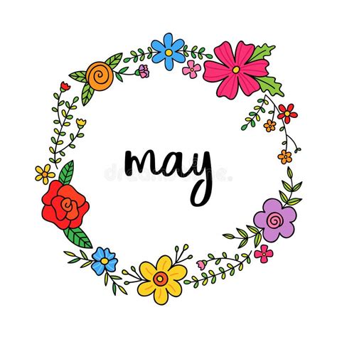 May Spring Month Floral Wreath Vector Stock Vector Illustration Of