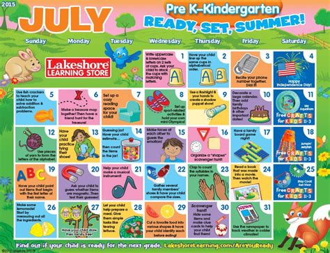 Summer Learning Calendars At Lakeshore Learning Summer Learning