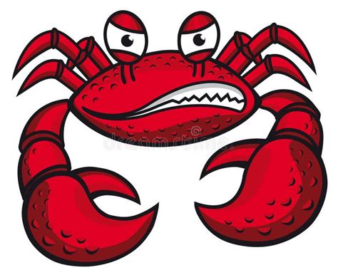 A Cartoon Red Crab With Eyes And Claws On Its Back Looking Angry
