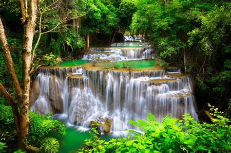 Huay Mae Kamin Waterfall Waterfall Natural Waterfalls Thailand