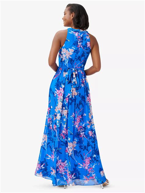 Adrianna Papell Halterneck Chiffon Floral Maxi Dress Bluemulti