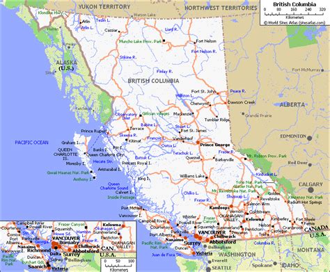 Map Of Roads British Columbia Maps Canada Provinces And British