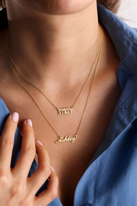 14k Solid Gold Name Necklace Sex And The City Name Necklace Etsy