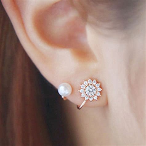 1pair Fashion Elegant Pearl Style Rhinestone Ear Stud Earrings Women