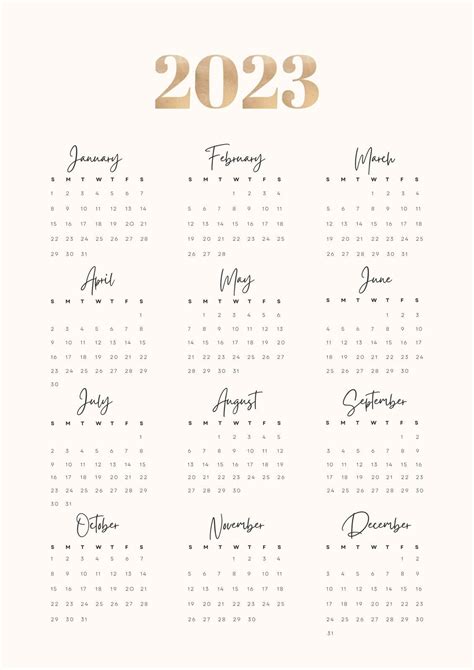 Free Modern Simple Aesthetic Monthly Calendar 2023 Poster Templates
