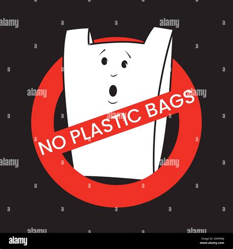 Verboten Plastiktüte Cartoon Charakter Keine Plastiktüten Konzept