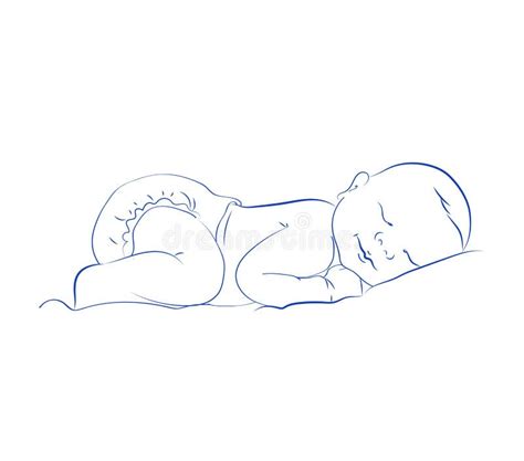 Vettore Neonato Adorabile Di Sonno Piccolo Bambino Addormentato Sveglio
