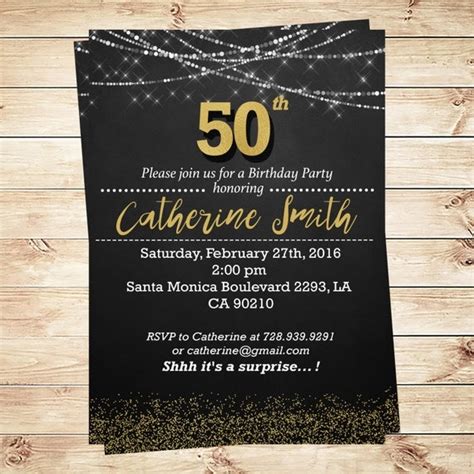 Black And Gold 50th Birthday Party Invitations Elegant Black And Gold