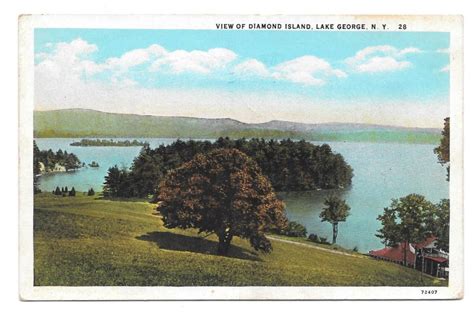 Lake George New York Diamond Island Vintage Curteich Hughes 1933