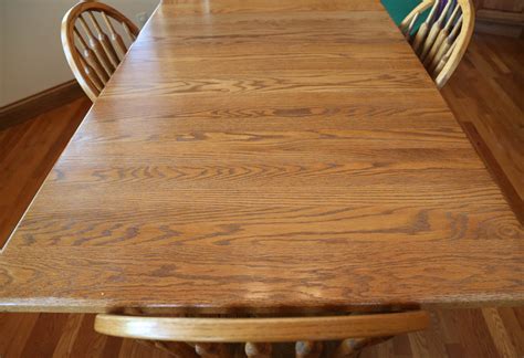 Amish Made Oak Dining Table And Chairs With Two Leaves Ebth
