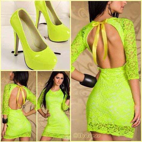 Neon Green Dresses Lime Green Dress Lace Bodycon Dress Lace Dress