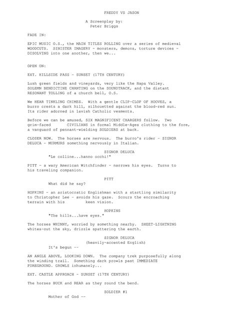 Fillable Online Freddy Vs Jason A Screenplay By Disolving Into One Fax