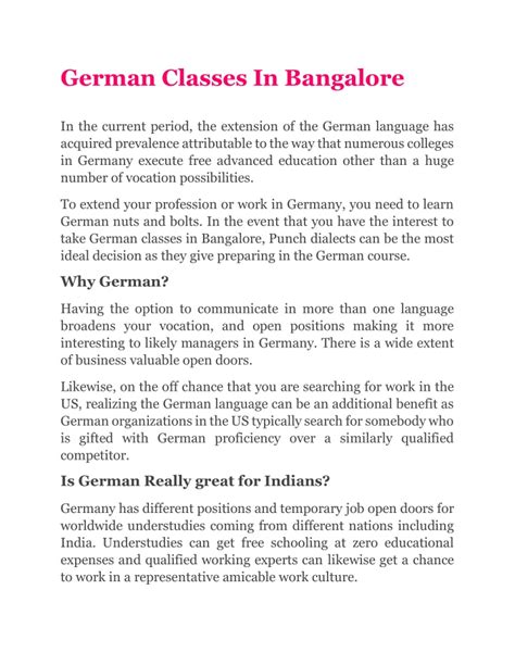 Ppt German Classes In Bangalore Powerpoint Presentation Free Download Id 12259663
