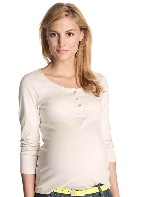 Organic Cotton Maternity Henley Top In Off White By Esprit