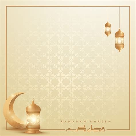 Ramadan Kareem Saudação Islâmica Fundo Design Com Crescente De Ouro E